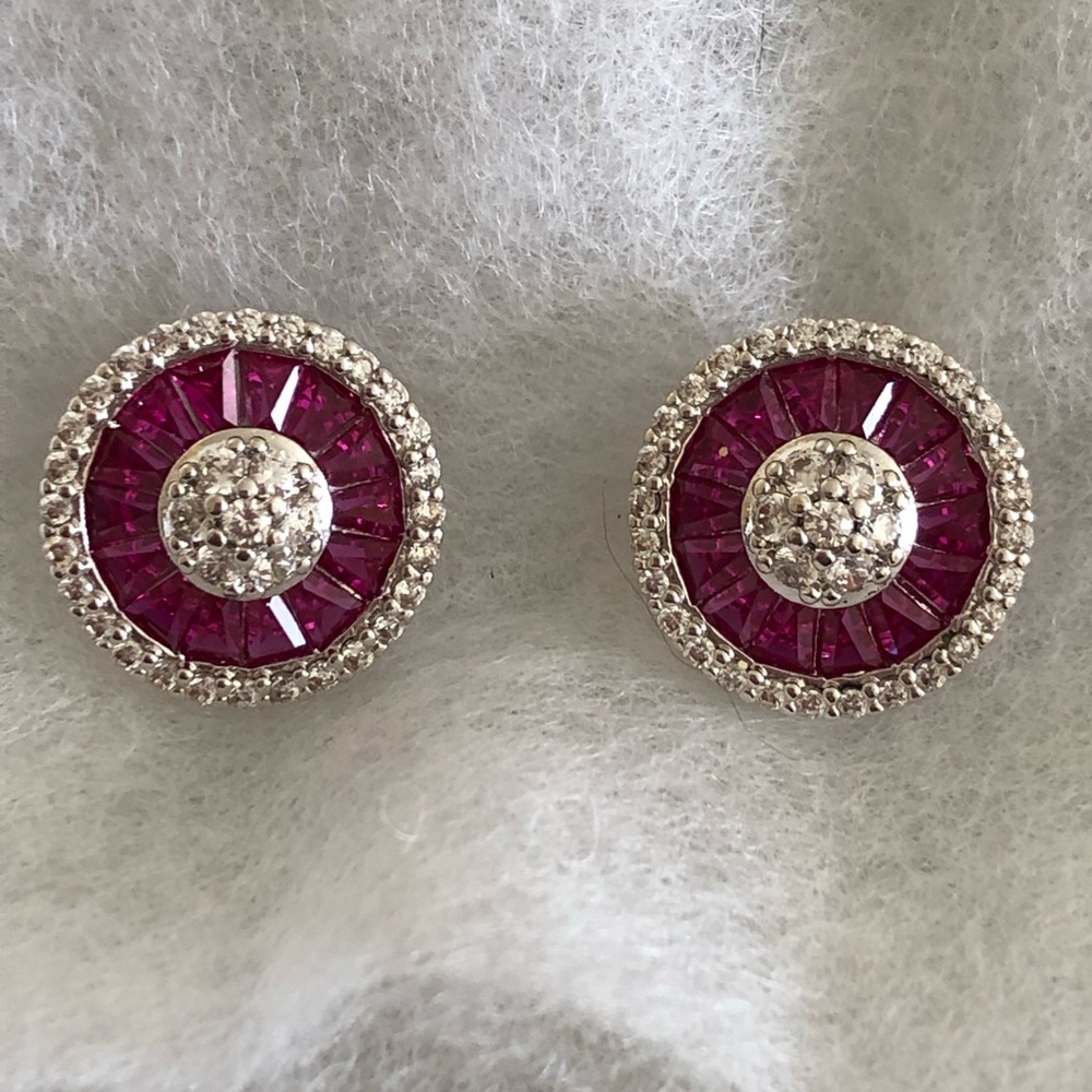 Pink Cubic Zirconia Circle Earrings